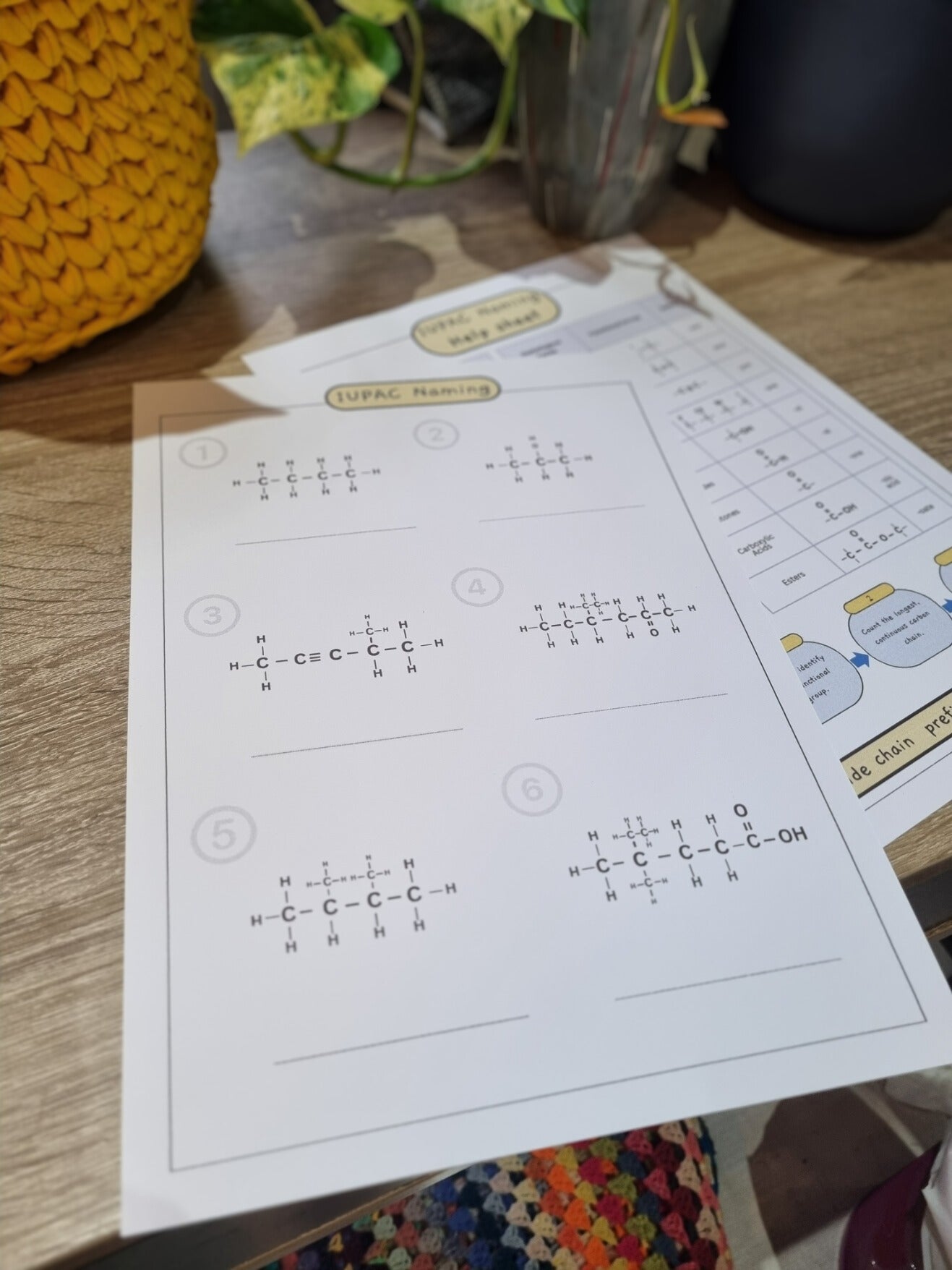 CAPS IUPAC Naming Worksheet